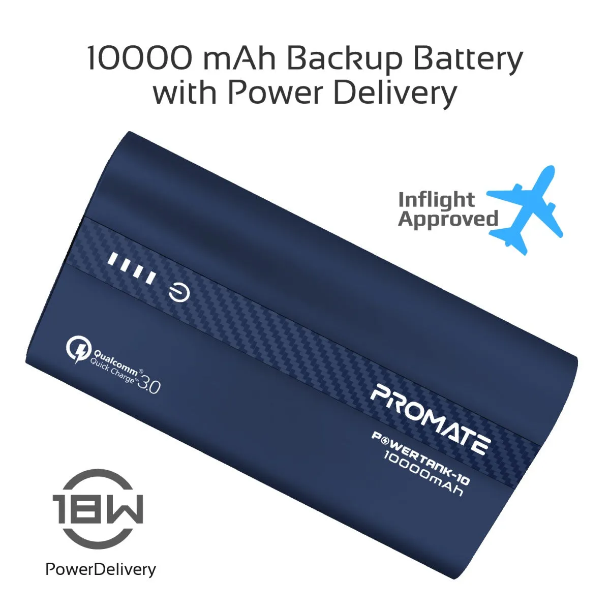 10000mAh Ultra-Fast Charging Power Bank with 18Watt Power Delivery and QC 3.0
