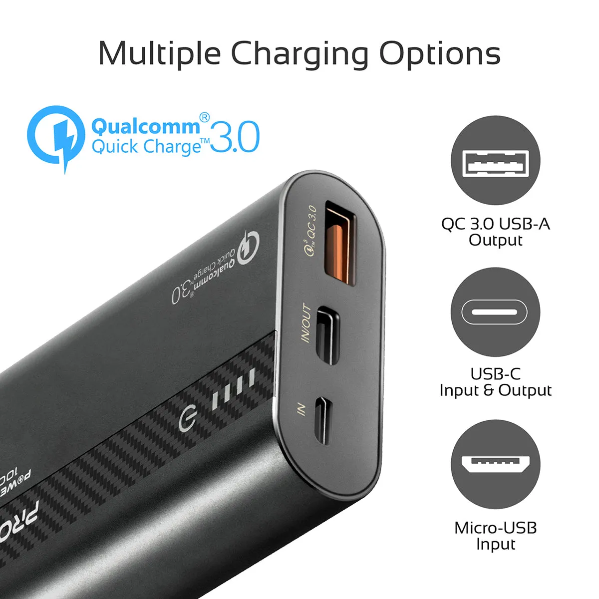 10000mAh Ultra-Fast Charging Power Bank with 18Watt Power Delivery and QC 3.0