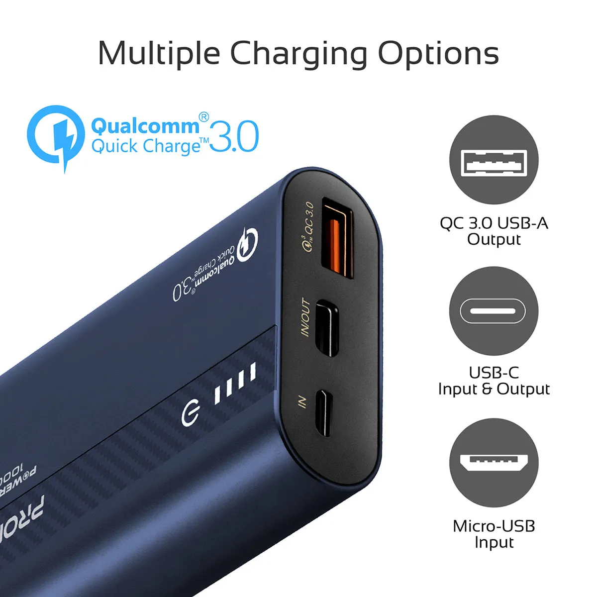 10000mAh Ultra-Fast Charging Power Bank with 18Watt Power Delivery and QC 3.0