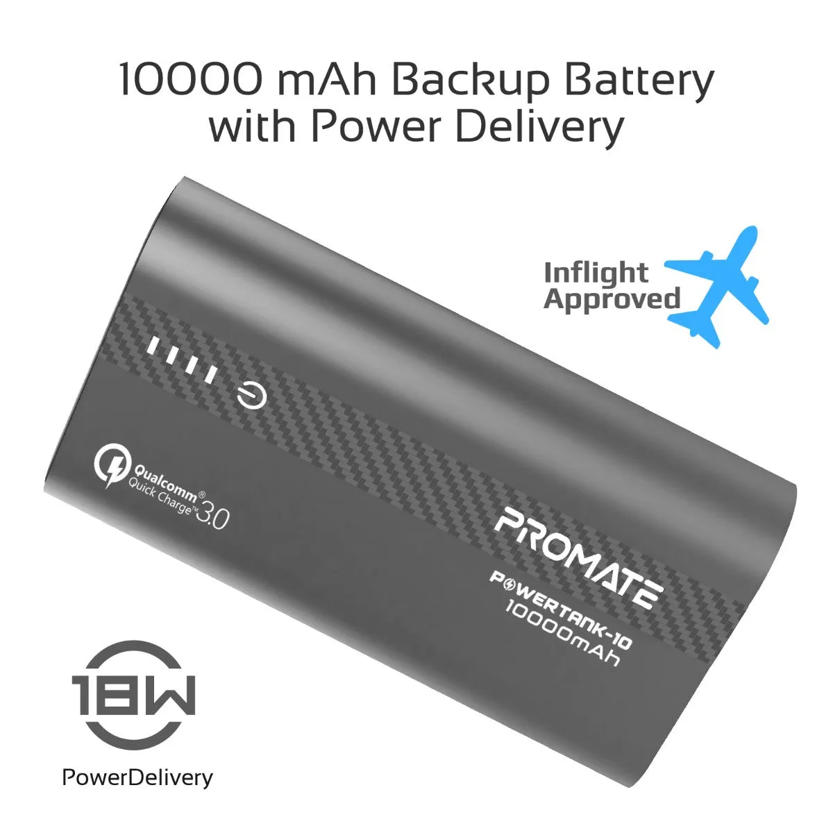 10000mAh Ultra-Fast Charging Power Bank with 18Watt Power Delivery and QC 3.0