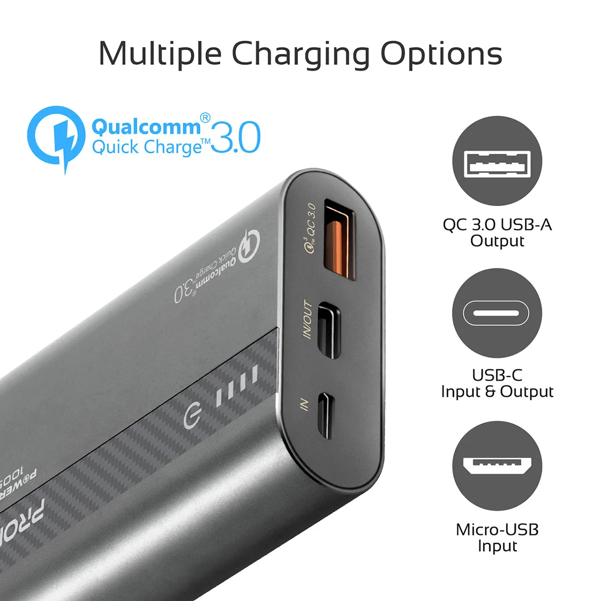 10000mAh Ultra-Fast Charging Power Bank with 18Watt Power Delivery and QC 3.0