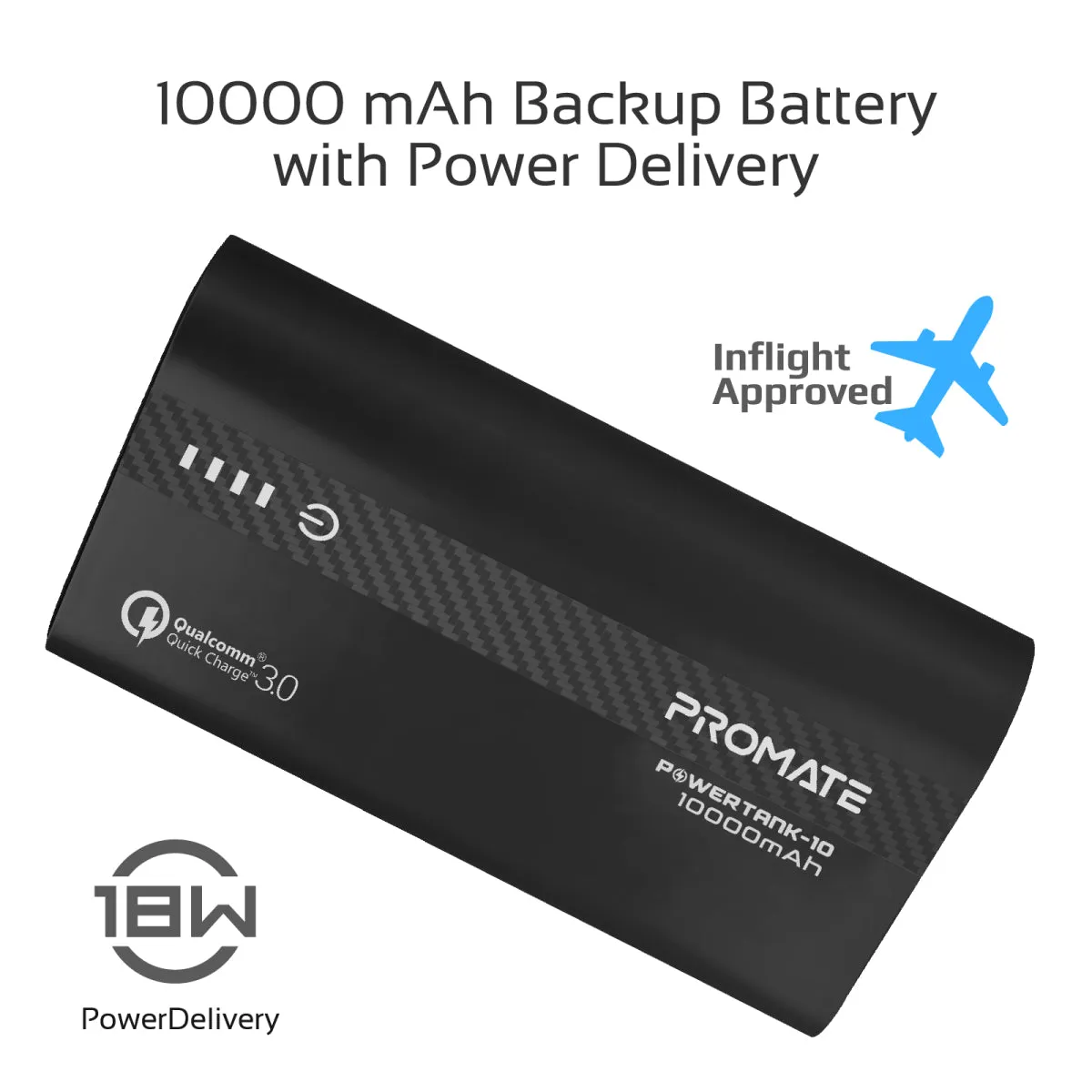 10000mAh Ultra-Fast Charging Power Bank with 18Watt Power Delivery and QC 3.0