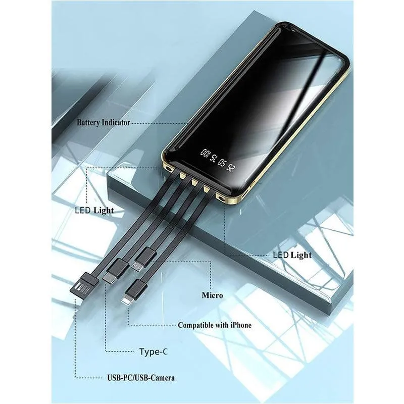 12800mAh Four Attached Charging Cable Power Bank YM4