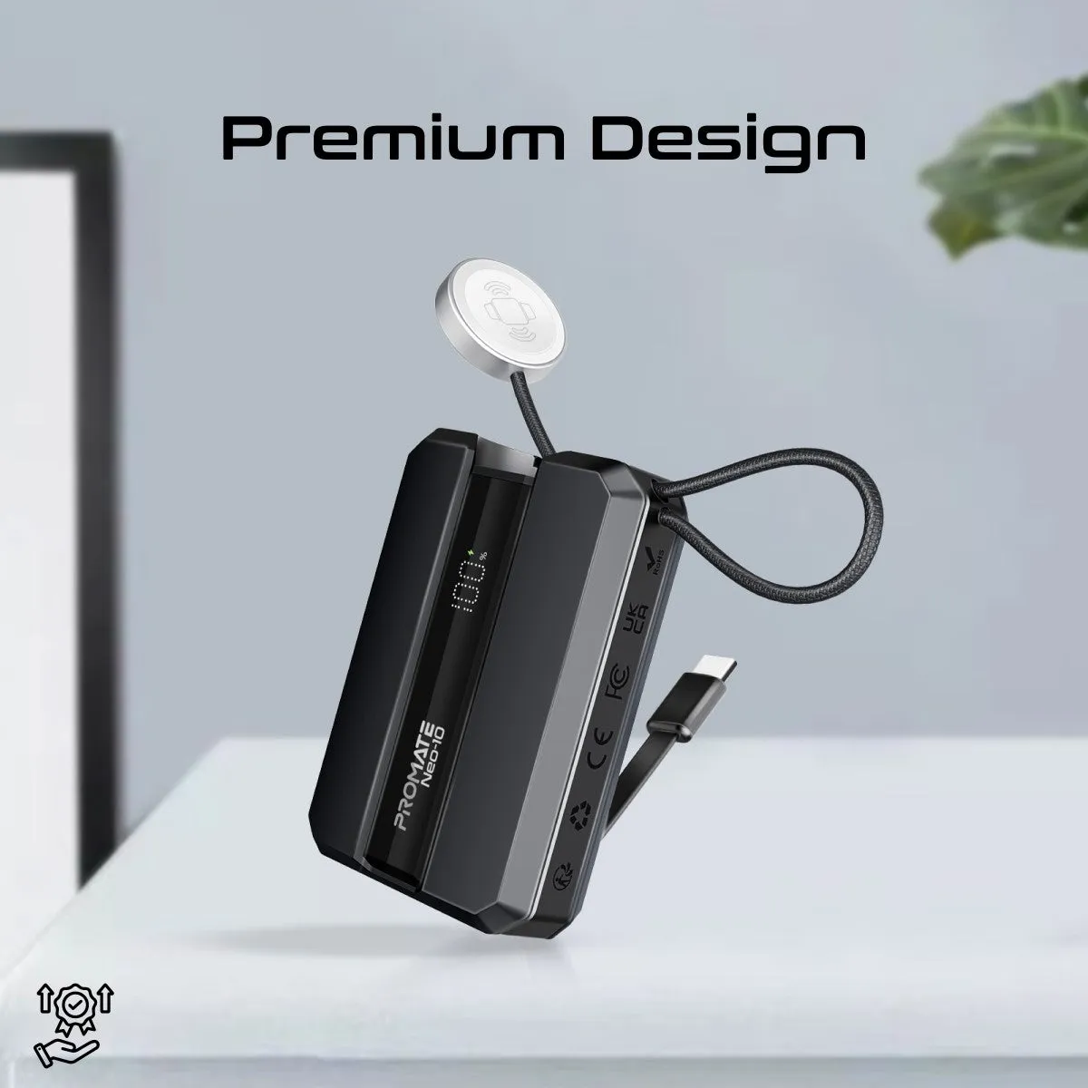 30W Power Delivery Smartphone & Apple Watch Charging Power Bank with in-built USB-C Cable