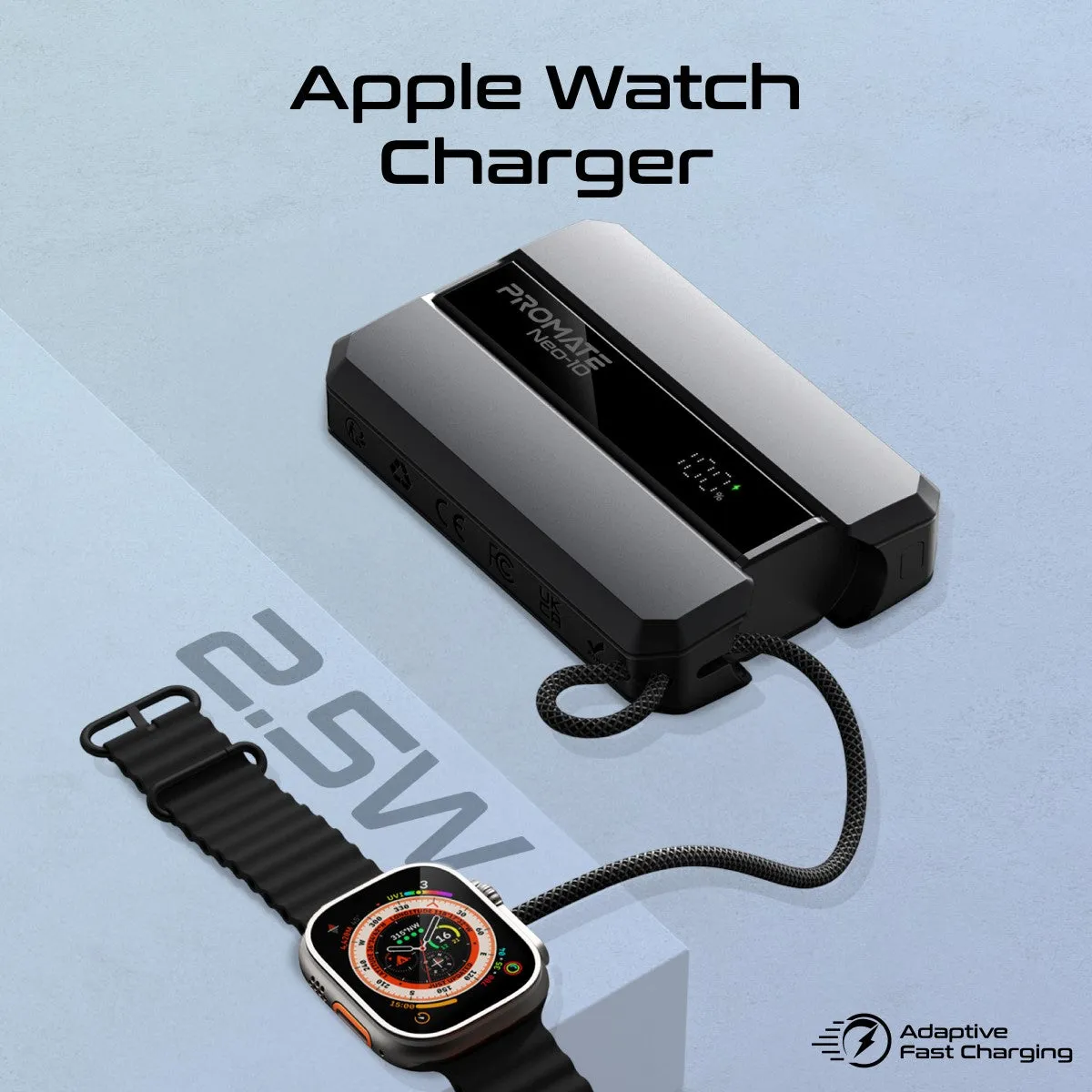 30W Power Delivery Smartphone & Apple Watch Charging Power Bank with in-built USB-C Cable