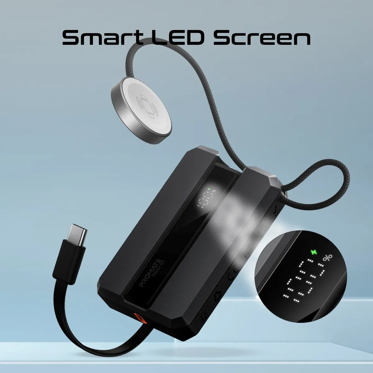 30W Power Delivery Smartphone & Apple Watch Charging Power Bank with in-built USB-C Cable