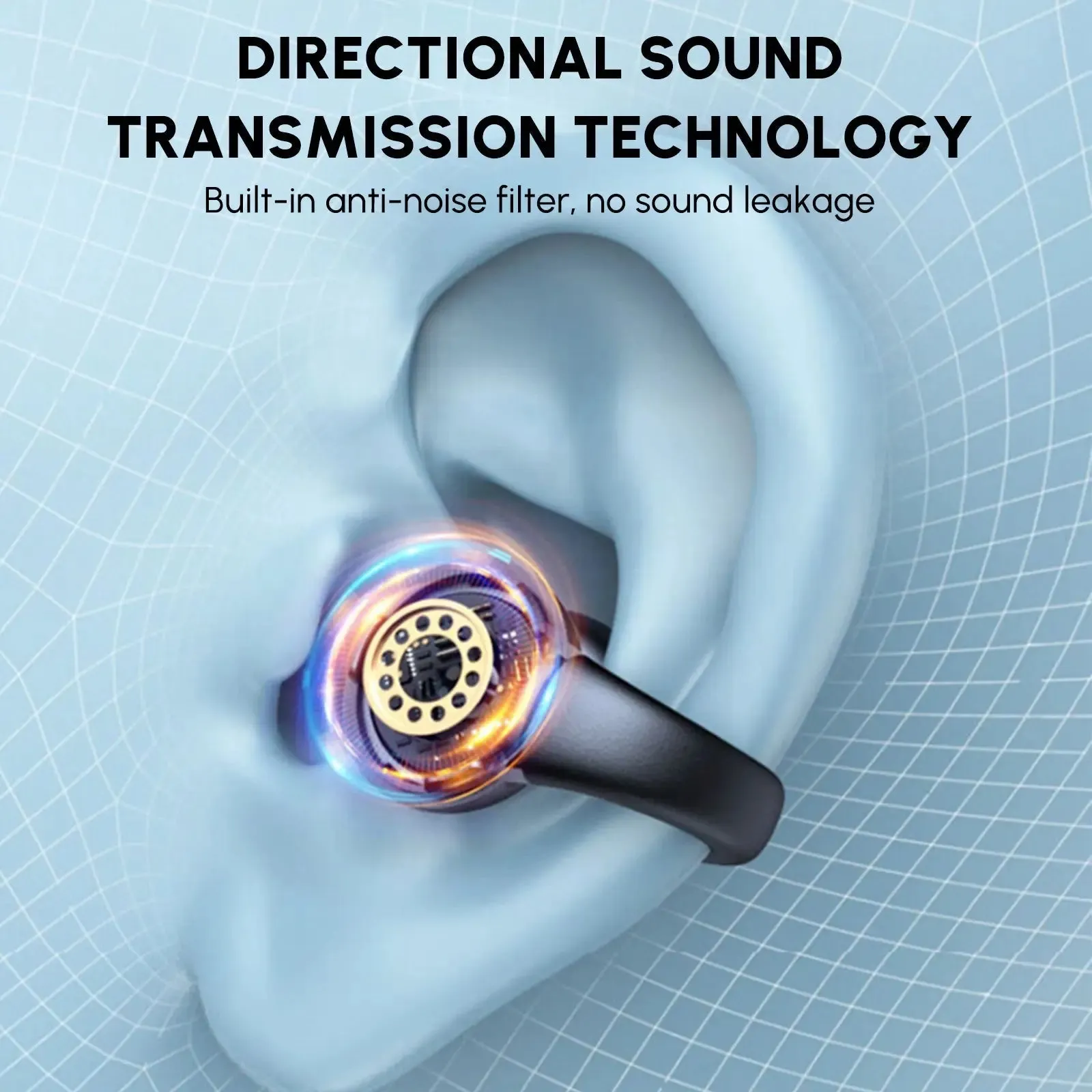 5.3 Bluetooth Open Ear Clip Wireless Earbuds with Earhooks & Digital-Bluetooth Earbuds