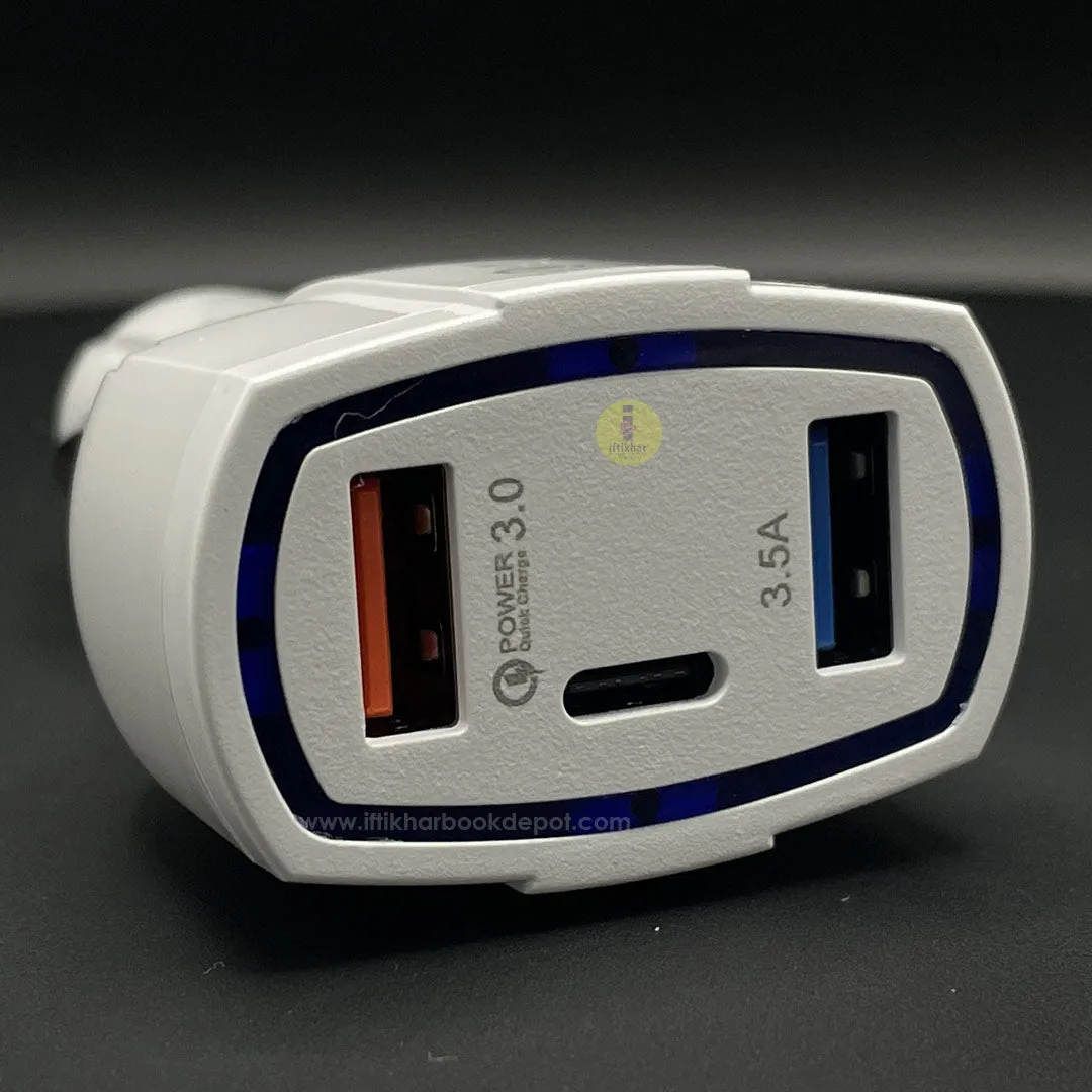 7A Car Fast Charger 3 Ports