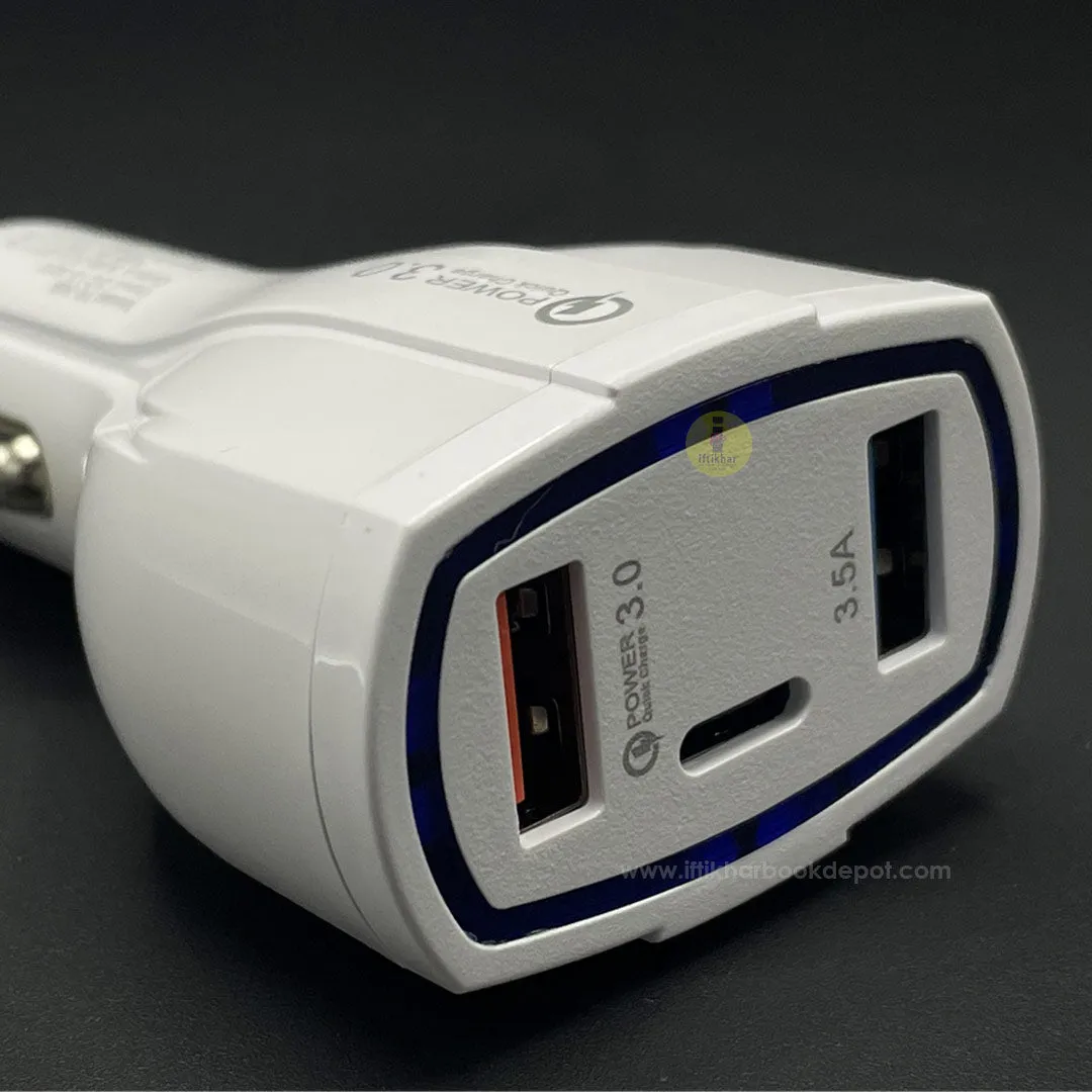 7A Car Fast Charger 3 Ports