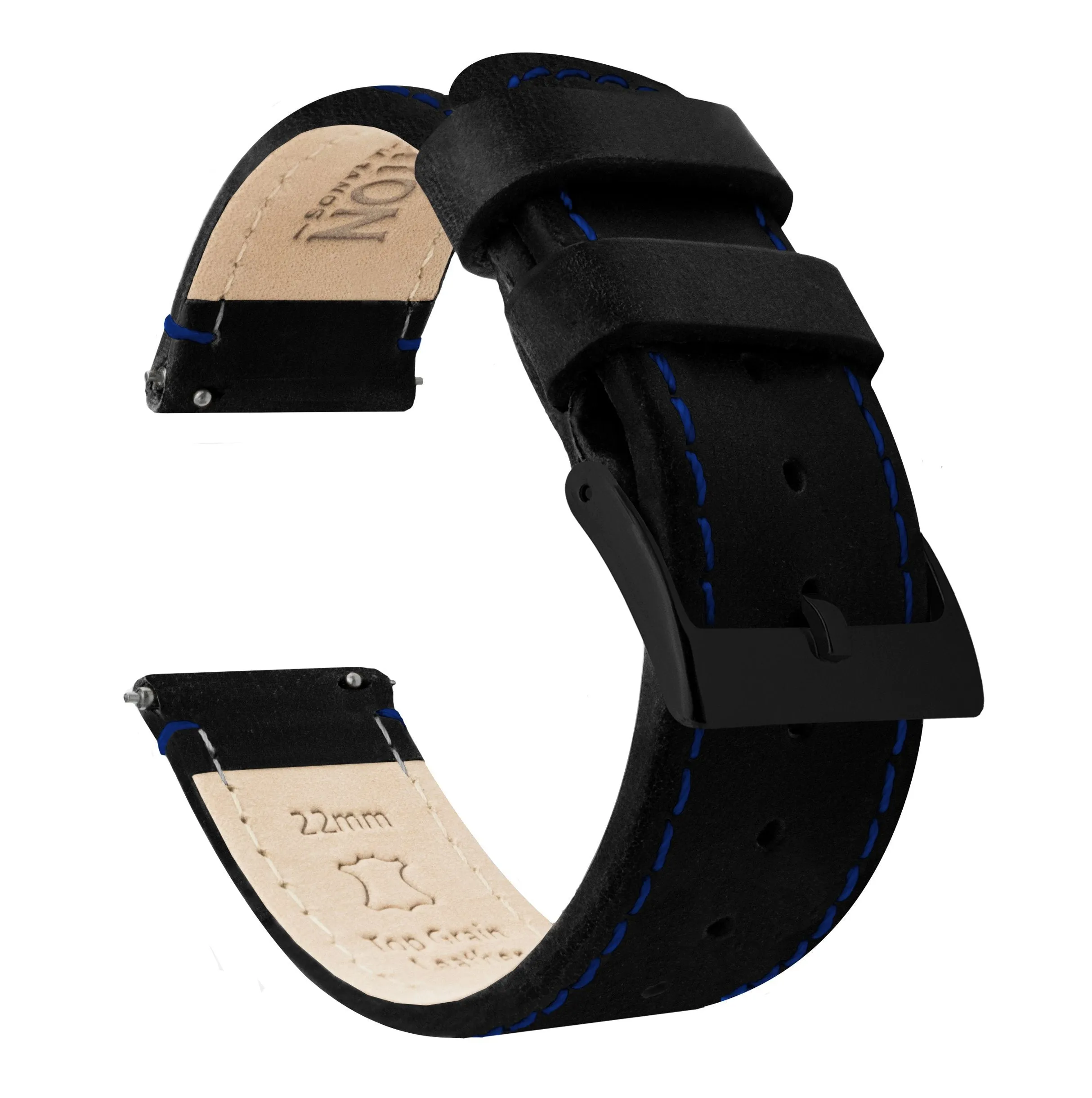 Amazfit Bip | Black Leather & Blue Stitching