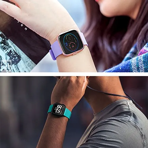 AMCC 8 Pack Straps compatible with Fitbit Versa 2 Strap/Fitbit Versa Lite Strap, Silicone Sport Replacement Strap fot Fitbit Versa Strap, Women Men (8-Pack C, Small)