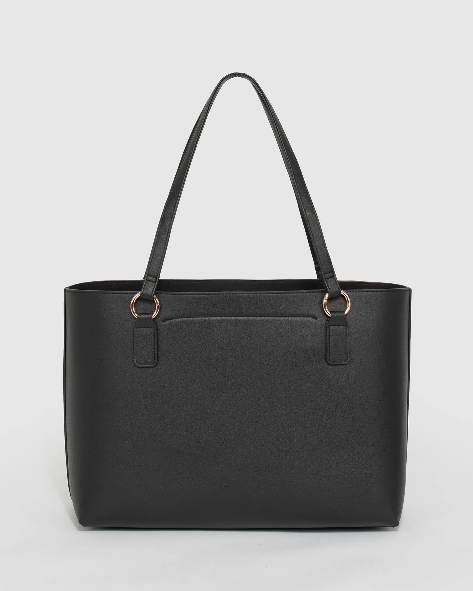 Black Angelina Tote Bag With Rose Gold Hardware