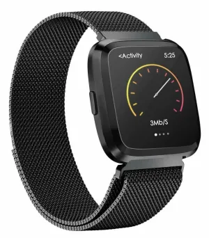 Black Metal Strap for Fitbit Versa 4