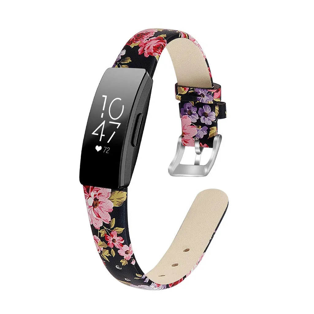 Black/Pink Leather Strap for Fitbit Inspire
