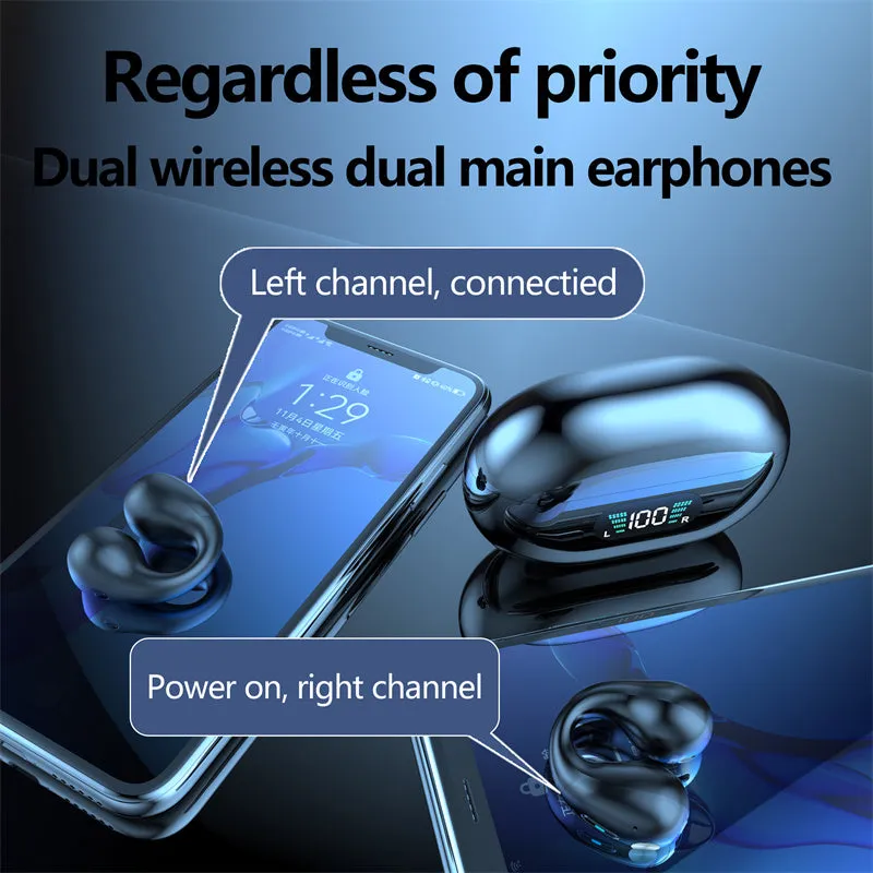 Bone Conduction Headphones TWS Earbuds Ear Clip Bluetooth