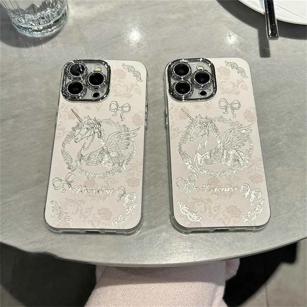 Cute Phone Cases for iPhone 15, 13, 14, 12 Pro Max, 11 - Dream Horse with Bowknot Bumper Cover - TSP358