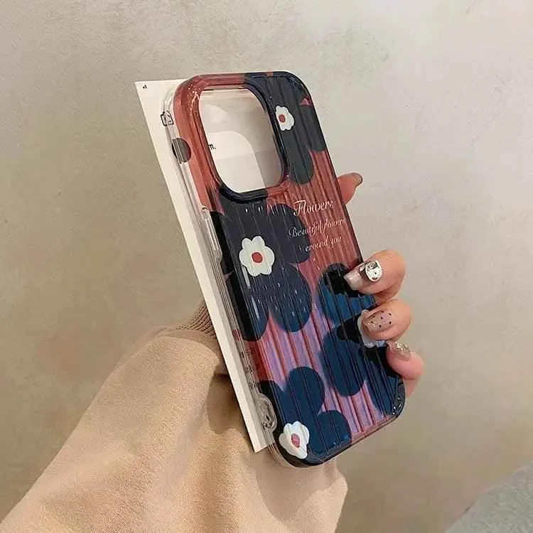 Cute Phone Cases For iPhone 15, 14, or 13 Pro Max - Oil Painting Black Flowers - Glossy Silicone Cover - TSP210