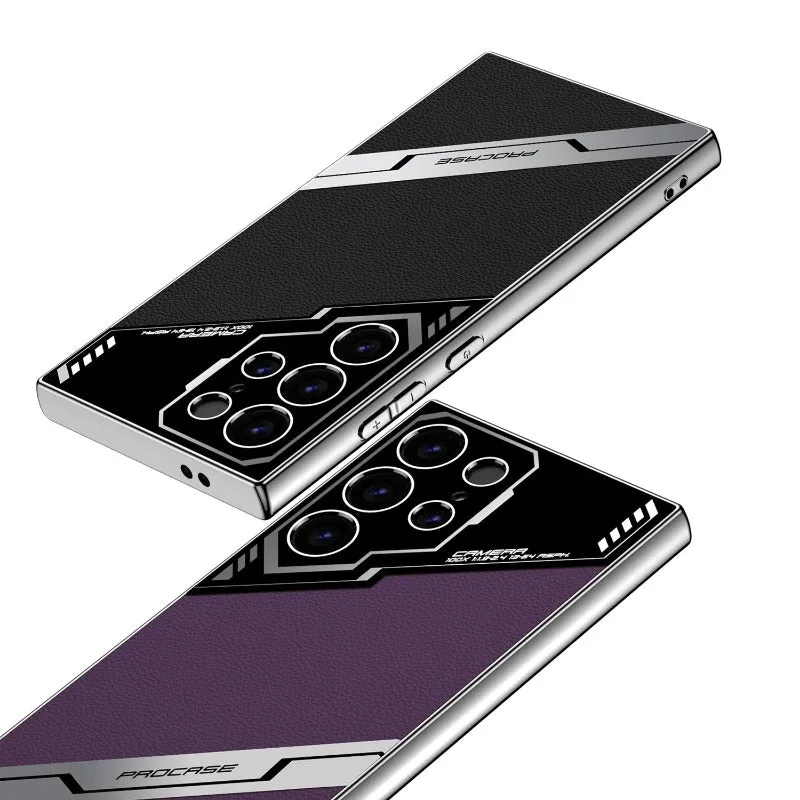 Electroplated Plain Leather Skin Soft Case For Samsung Galaxy S24