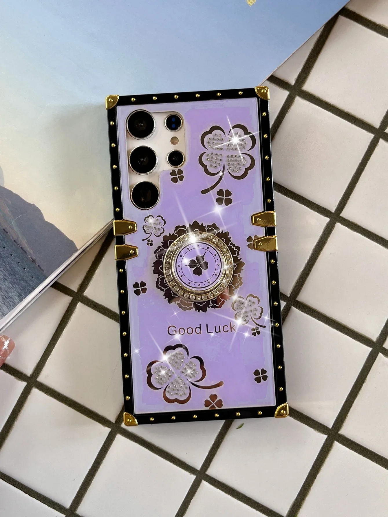 Floral Pattern Phone Case With Ring Holder
