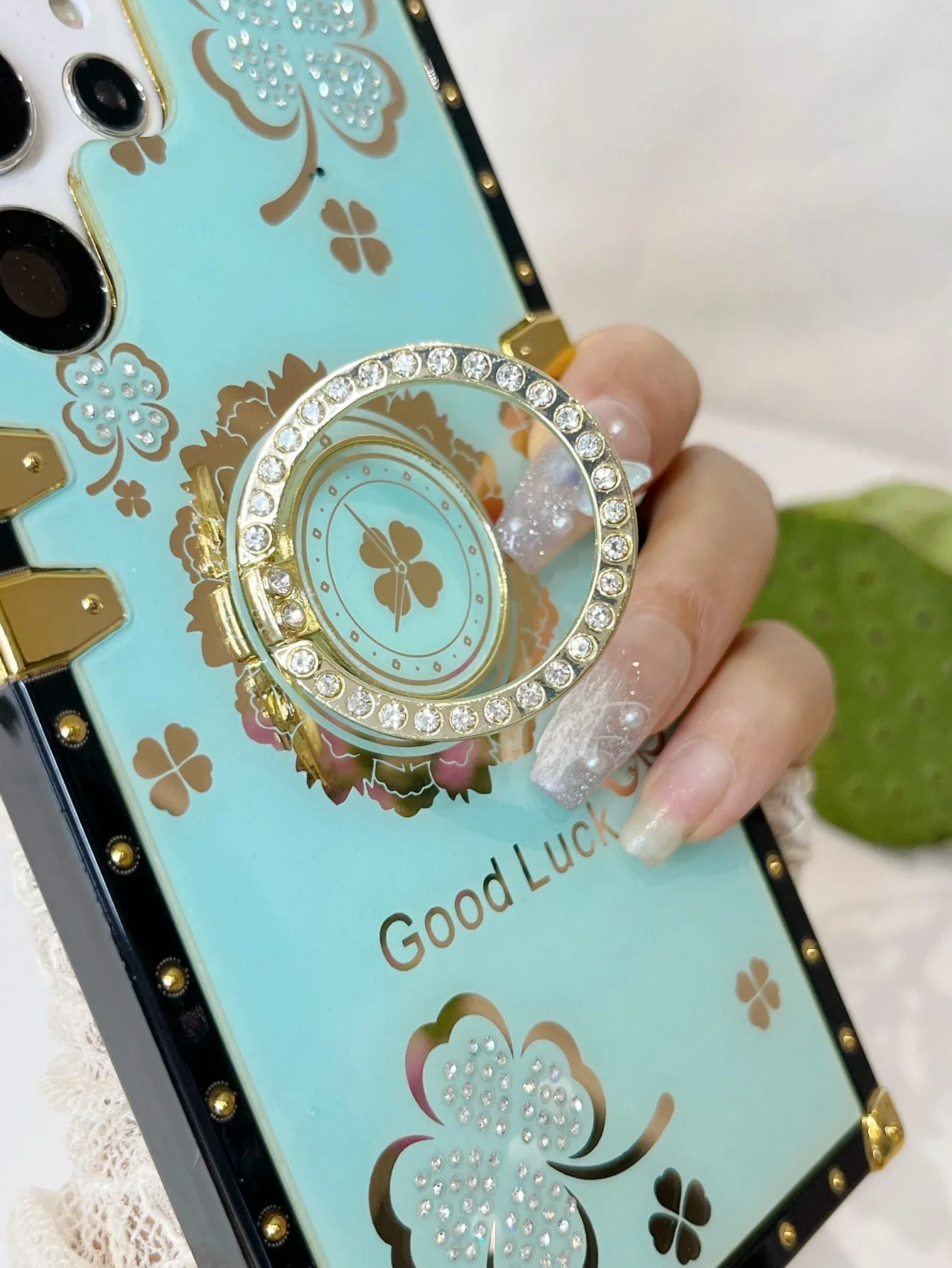 Floral Pattern Phone Case With Ring Holder