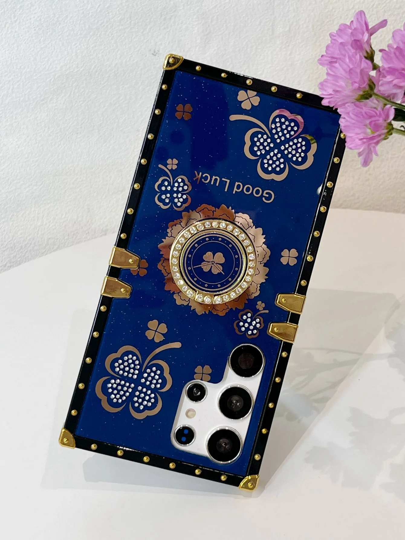 Floral Pattern Phone Case With Ring Holder