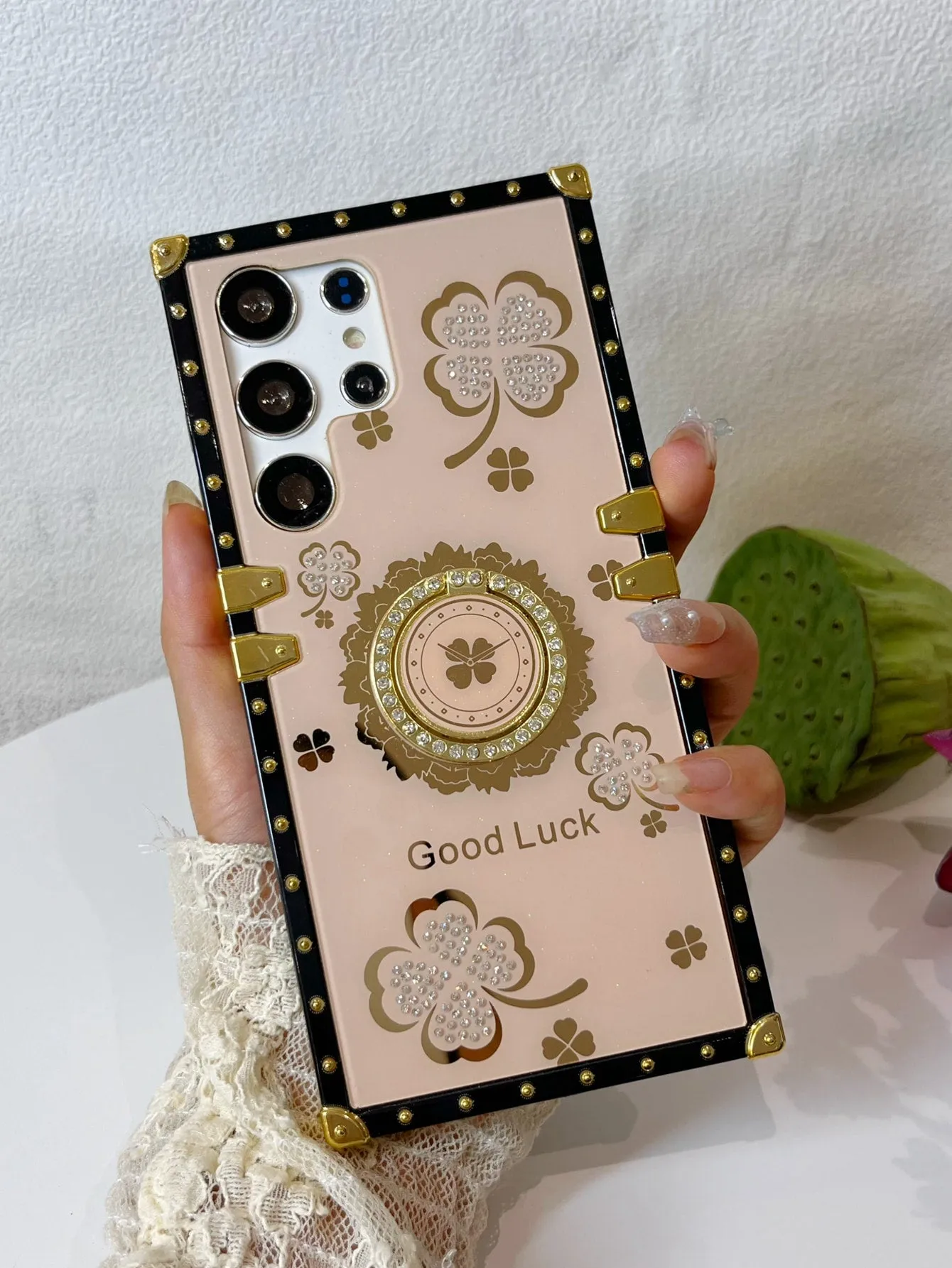 Floral Pattern Phone Case With Ring Holder