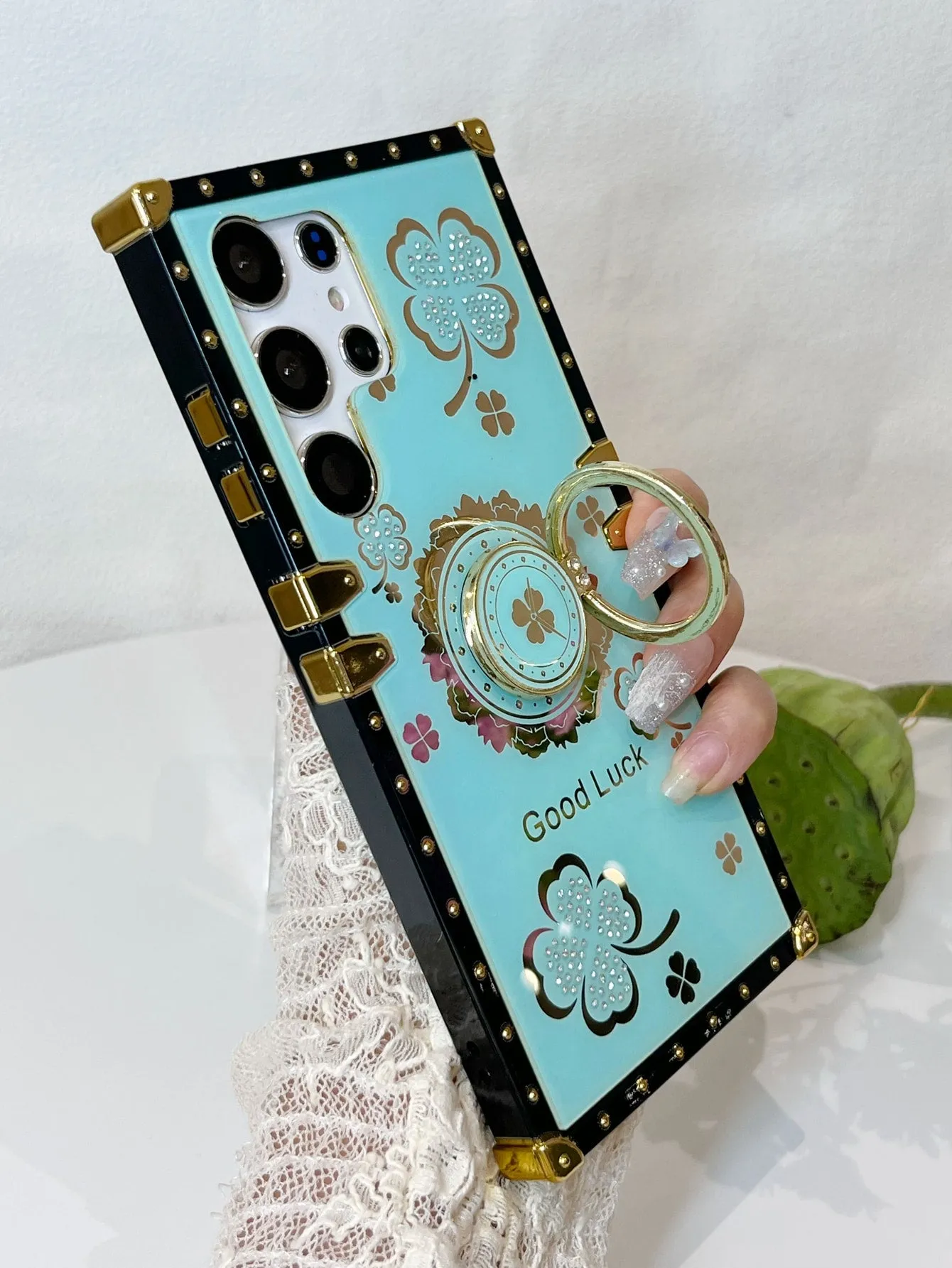 Floral Pattern Phone Case With Ring Holder