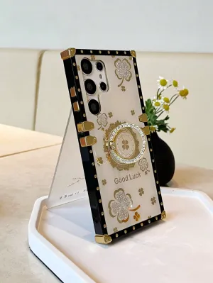 Floral Pattern Phone Case With Ring Holder
