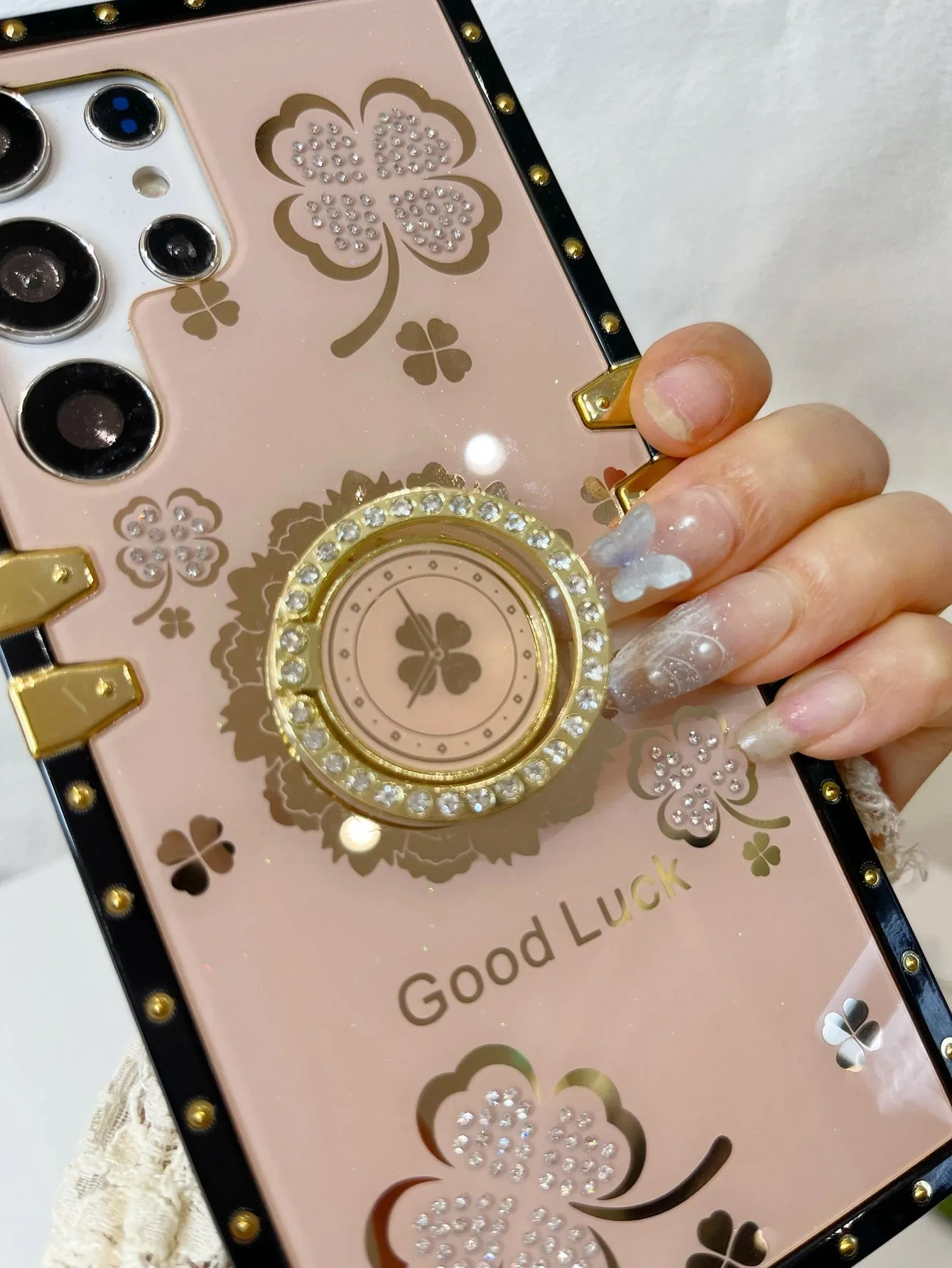 Floral Pattern Phone Case With Ring Holder