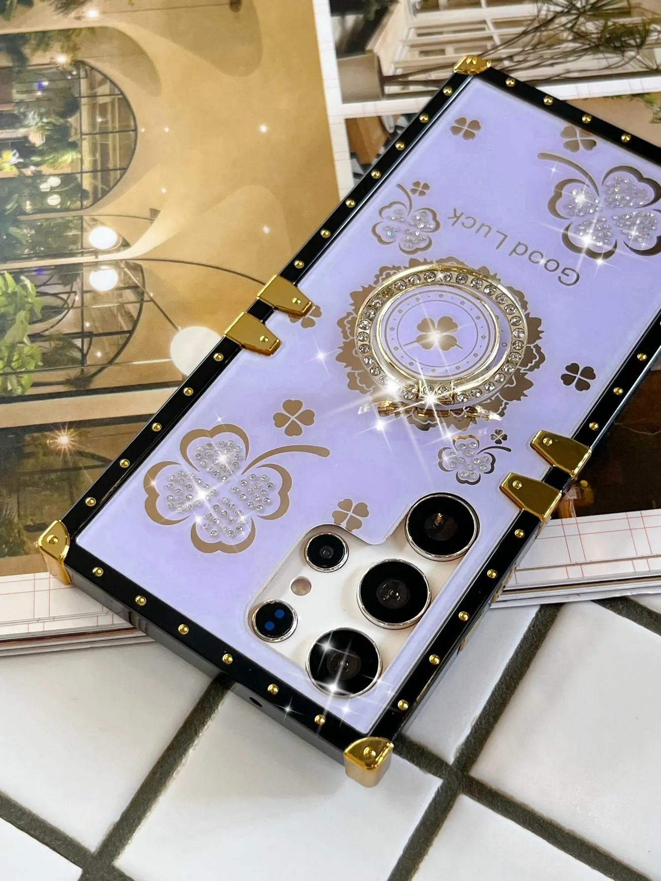 Floral Pattern Phone Case With Ring Holder