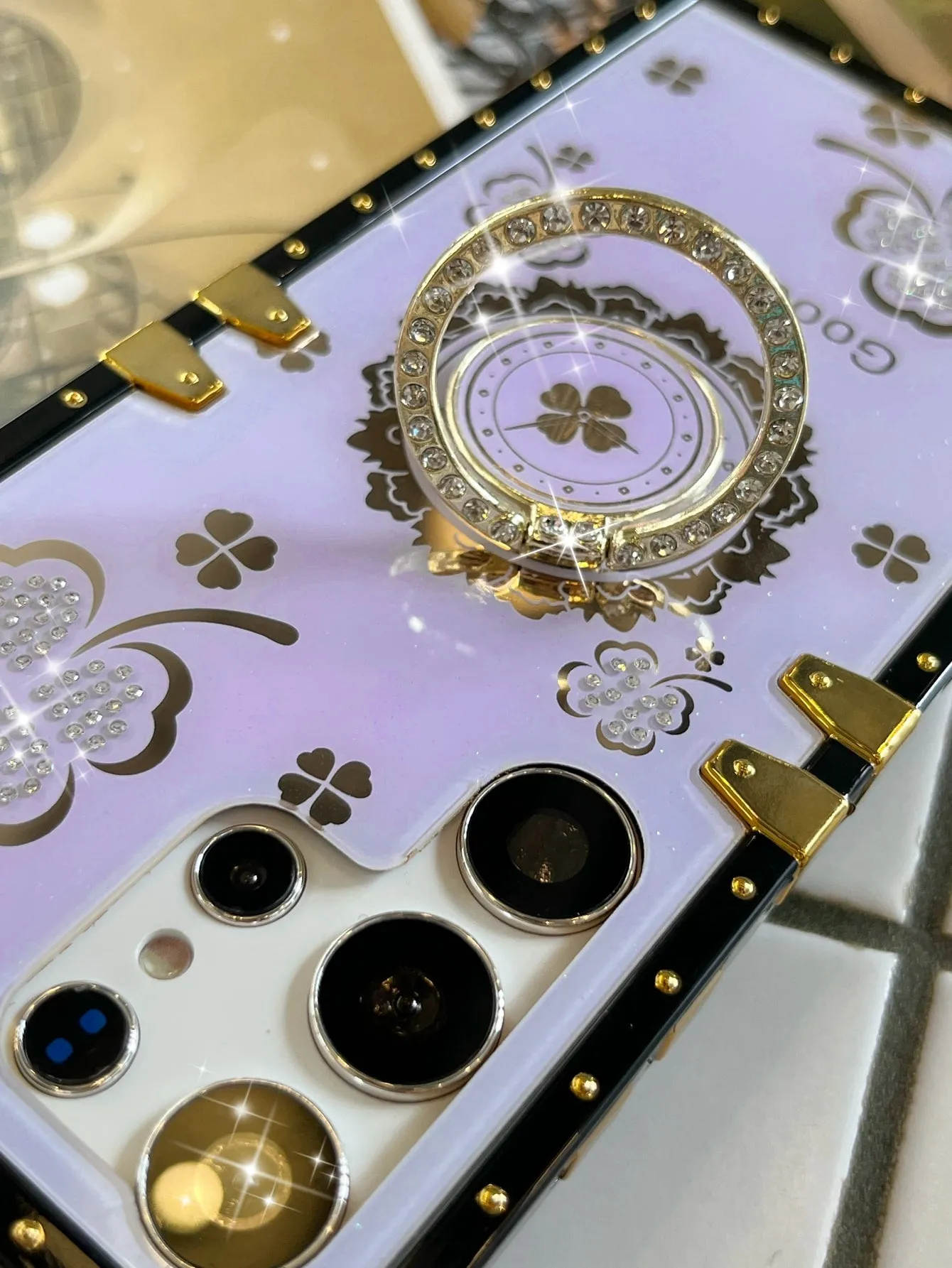 Floral Pattern Phone Case With Ring Holder