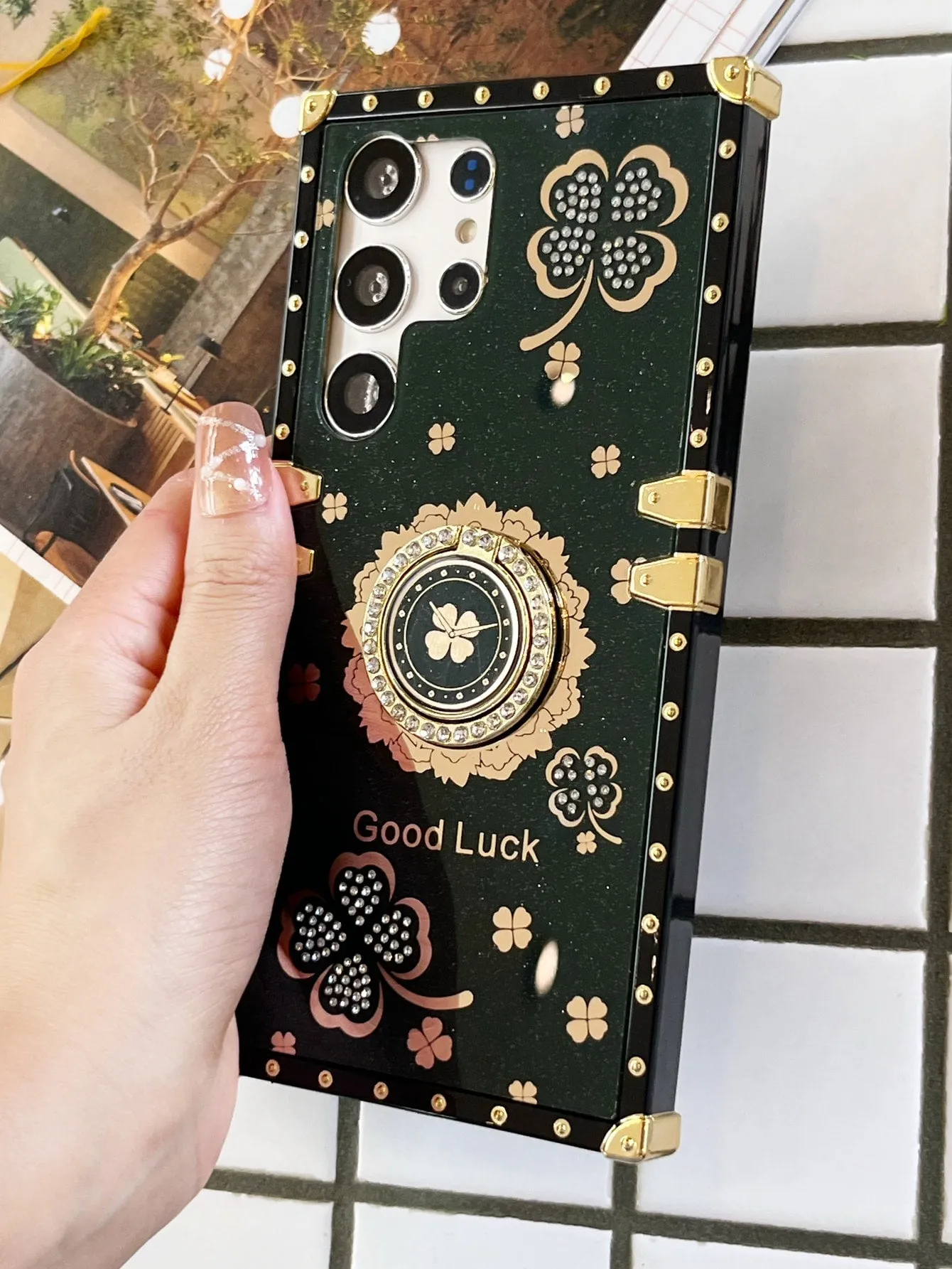 Floral Pattern Phone Case With Ring Holder