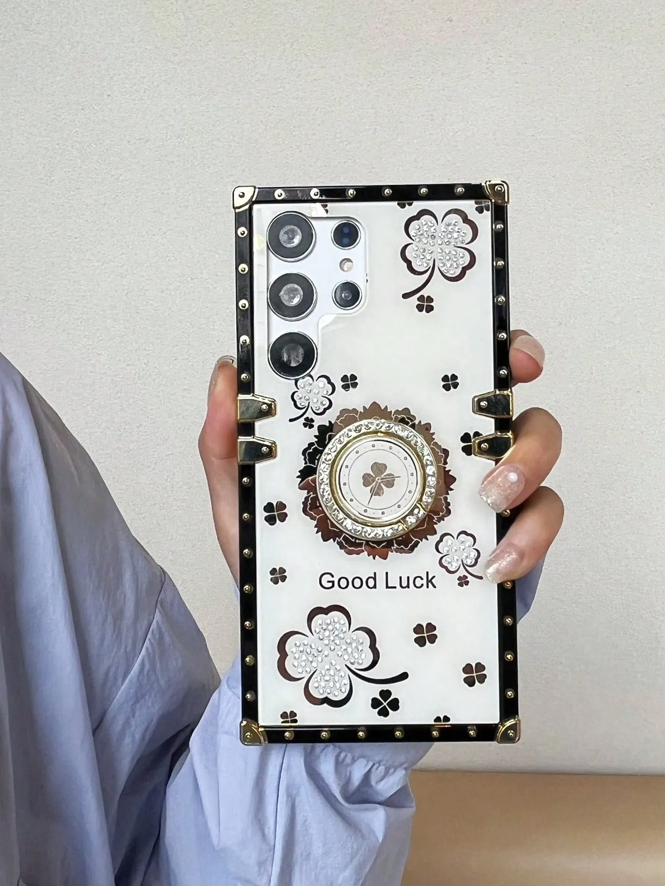 Floral Pattern Phone Case With Ring Holder