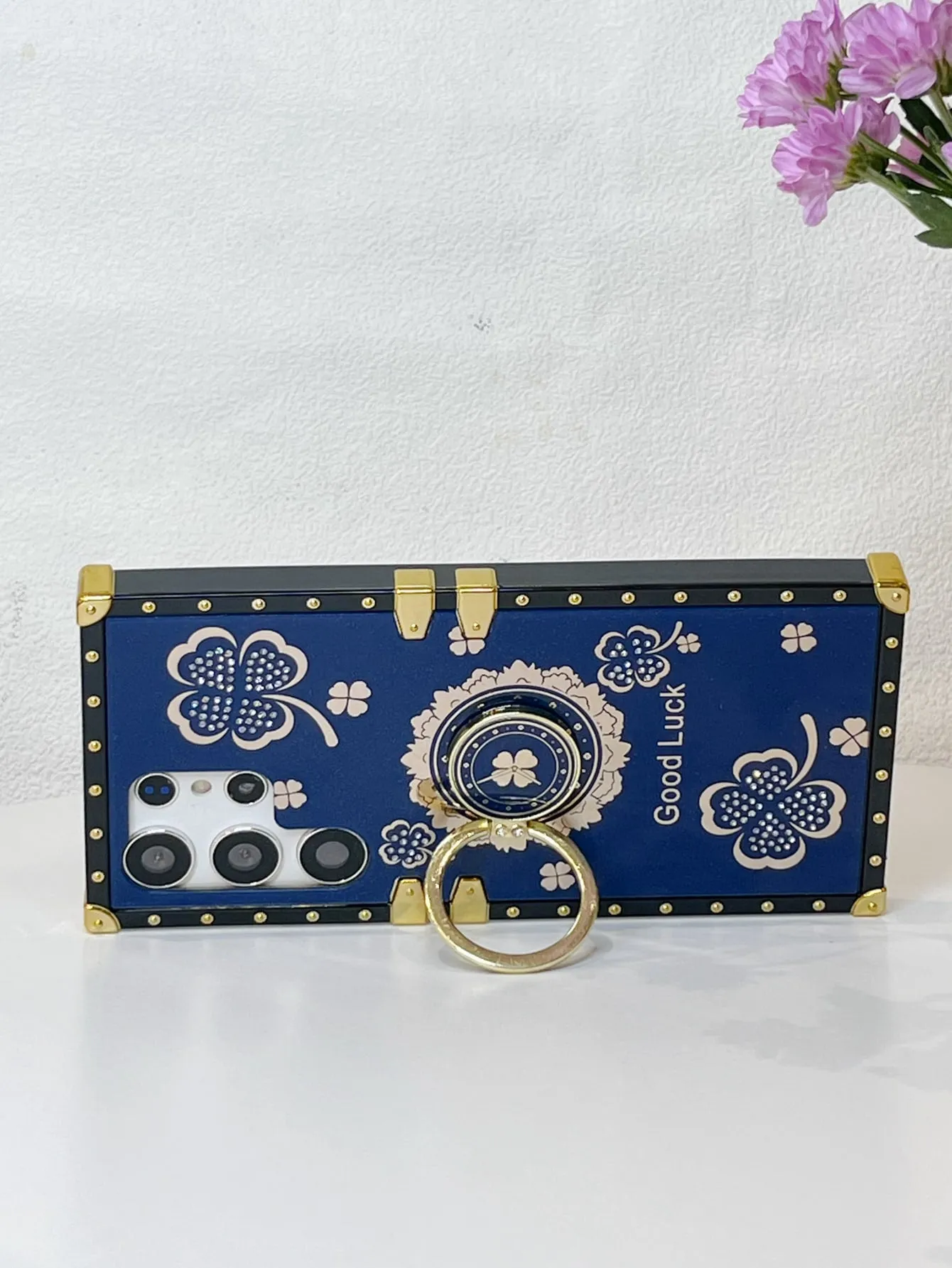 Floral Pattern Phone Case With Ring Holder