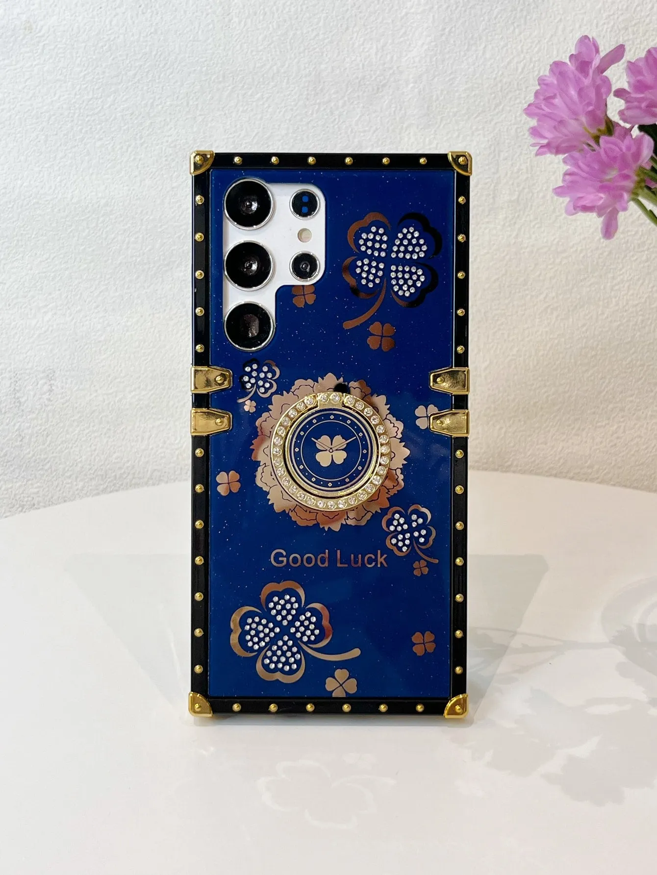 Floral Pattern Phone Case With Ring Holder