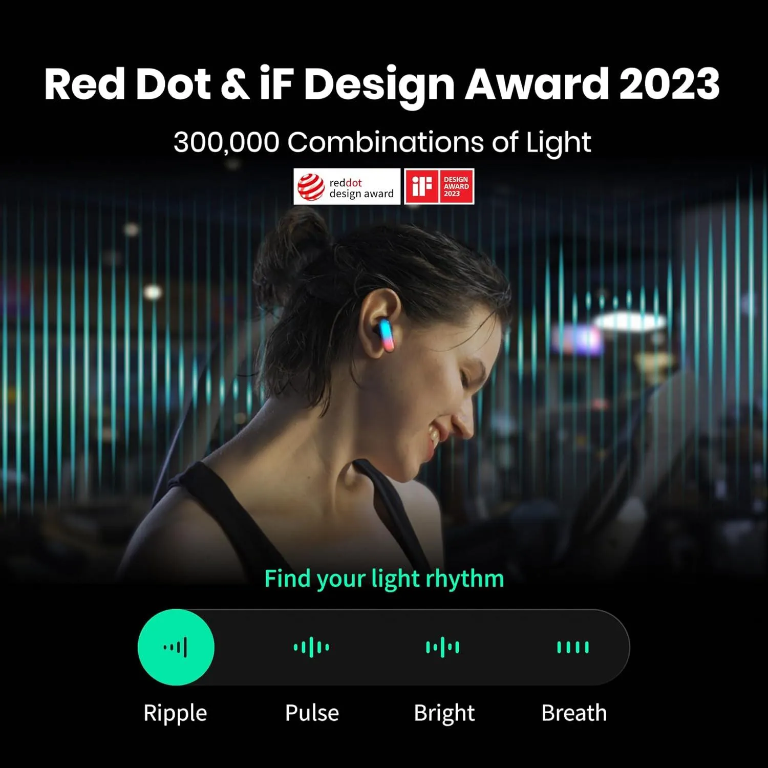 HHOGene Gpods Colorful RGB Wireless Earbuds with Light Control For IPhone And Android - GLA001