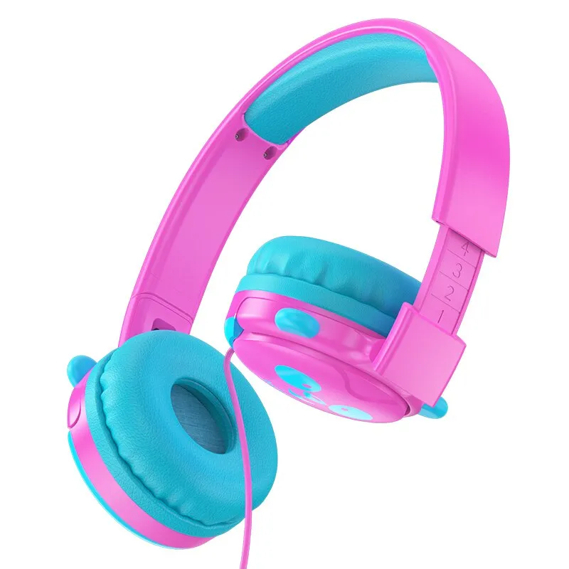 HOCO Childrens Wired Headphones For Kids With Microphone Max 85dB Food Grade Material Over-Ear Kids Headphones For iPad Kindle