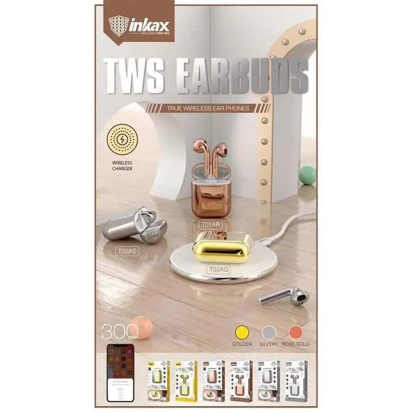 inkax Wireless Earbuds TWS - T02AG (Gold)