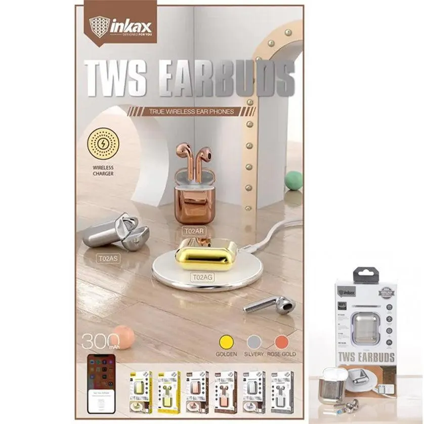 inkax Wireless Earbuds TWS - T02AG (Gold)