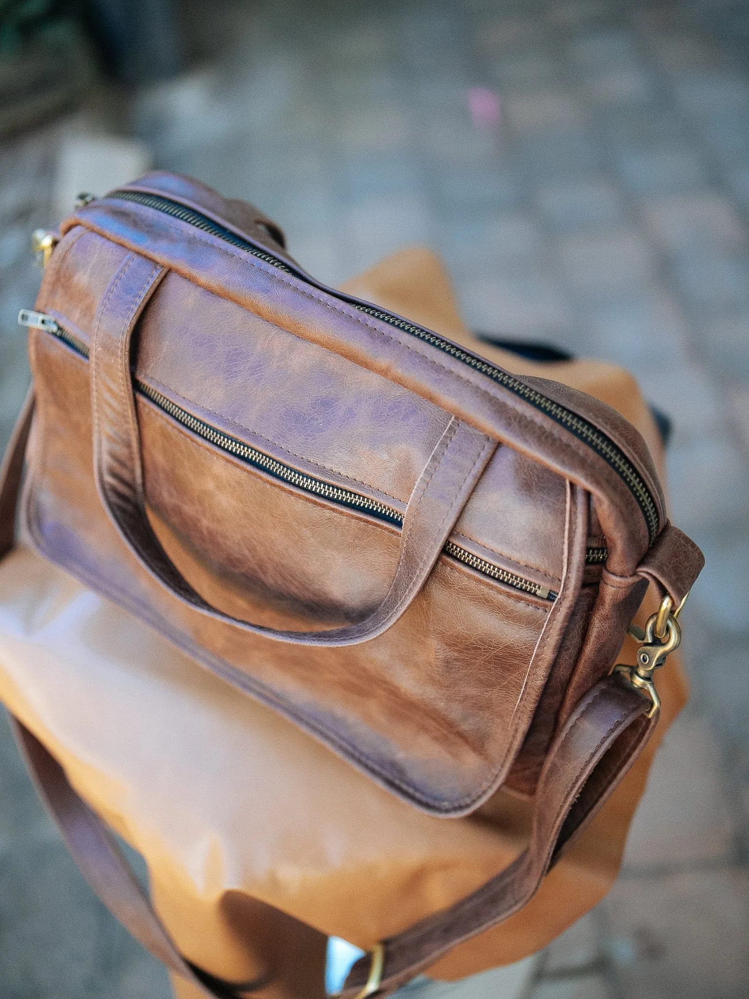 Jack Satchel - Cowhide - Premium Marble Brown