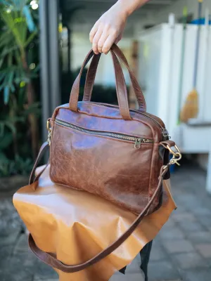 Jack Satchel - Cowhide - Premium Marble Brown