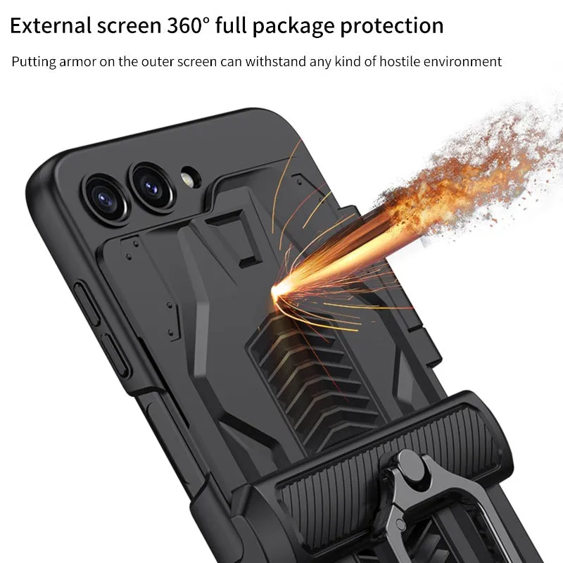 Magnetic Hinge Armor Phone Armor Case With Ring Bracket And Screen  For Samsung Galaxy Z Flip 5