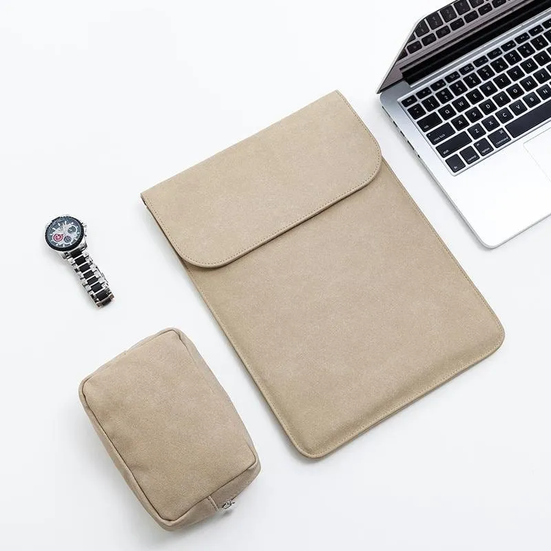 Multitasky Women's Vegan Leather Laptop Sleeve and Small Pouch Set