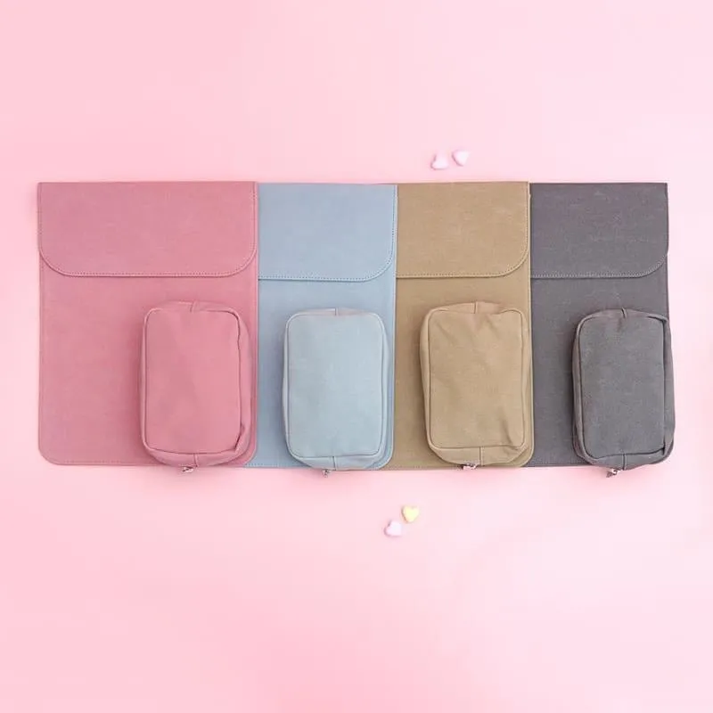 Multitasky Women's Vegan Leather Laptop Sleeve and Small Pouch Set