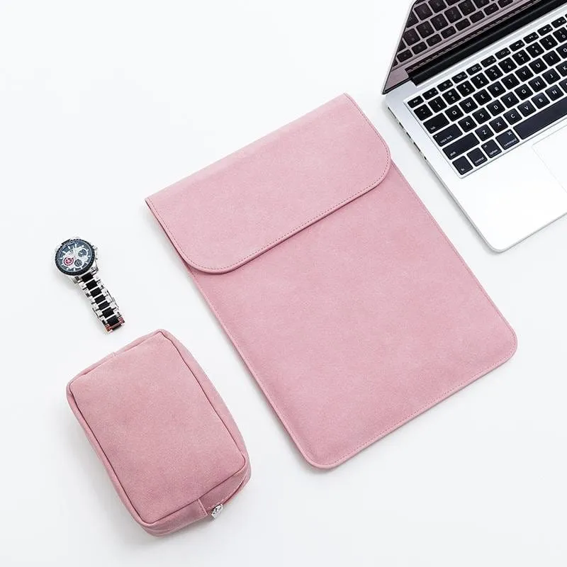 Multitasky Women's Vegan Leather Laptop Sleeve and Small Pouch Set