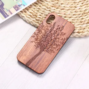 Natural Tree Plants Wooden Art Engraved Wood iPhone 14 13 12 11 Case