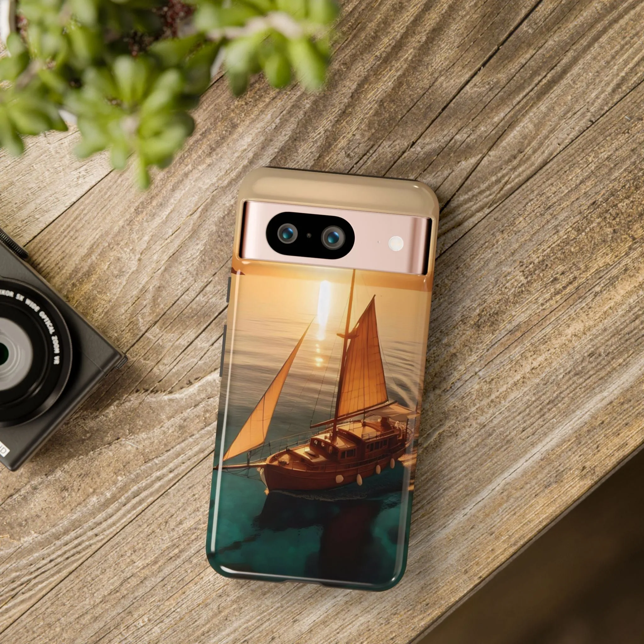 Sailing boat and sunset on a clear seaTough Cases