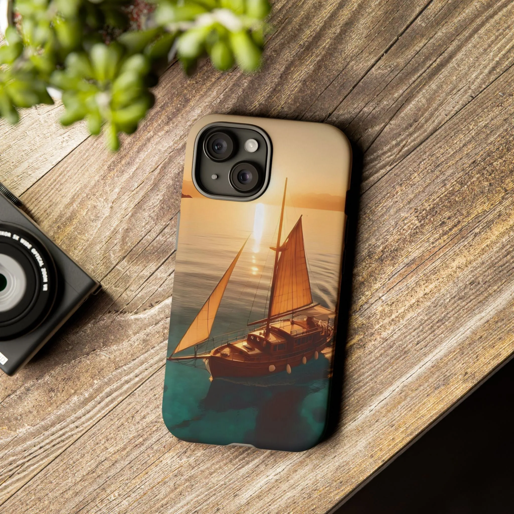 Sailing boat and sunset on a clear seaTough Cases