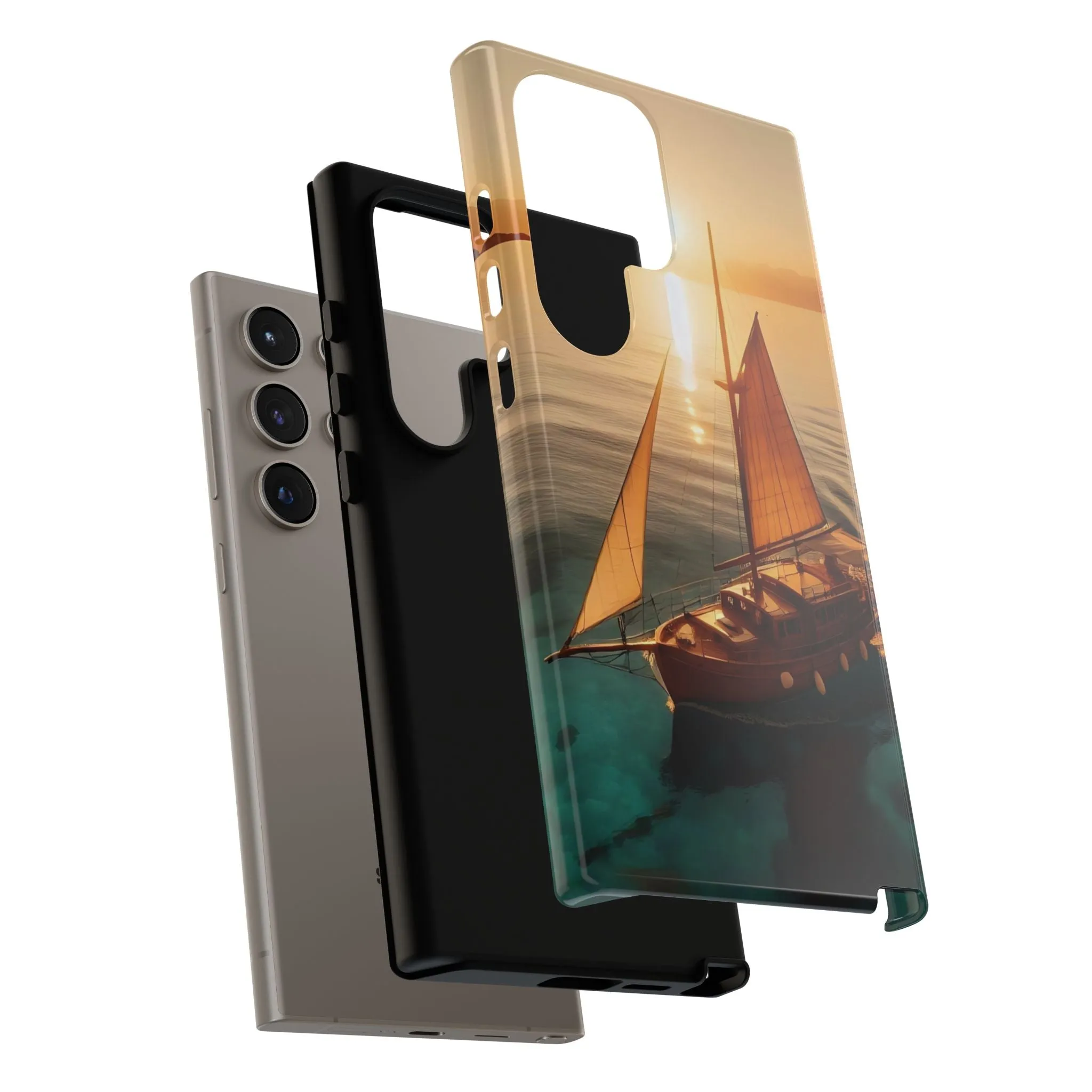 Sailing boat and sunset on a clear seaTough Cases