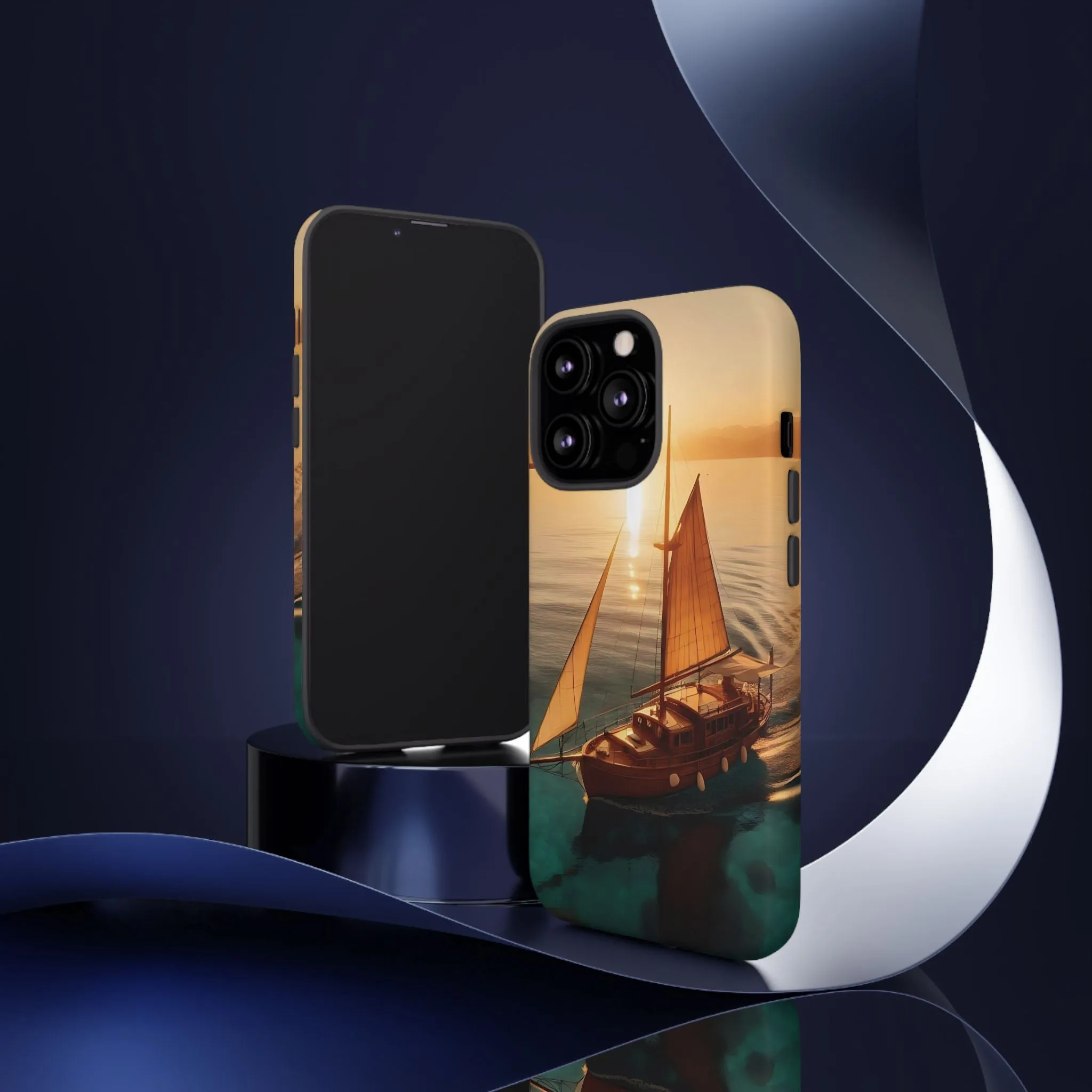 Sailing boat and sunset on a clear seaTough Cases